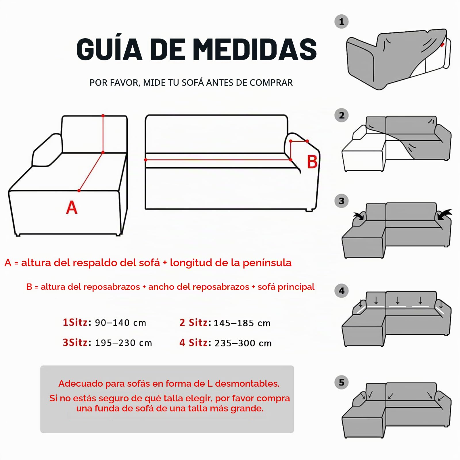 Lydevo Funda para Sofá Chaise Longue 2 Piezas Funda Cubre Sofá de Sofá Rinconera Forma de L Reversible con 2 Fundas de Almohada Elásticas Protector para Sofá Esquinero Derecho Izquierda,Flor Gris