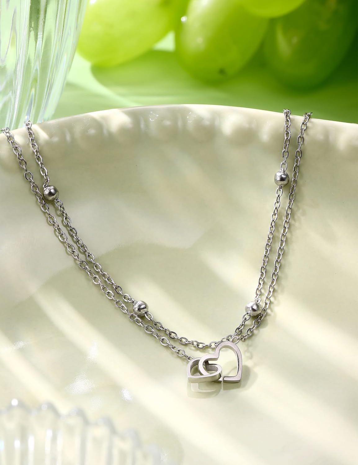 FIBO STEEL Stainless Steel Ankle Bracelet for Women Teens Cute Butterfly Sequin Infinity Cross Heart Evil Eye Pendant Layered Anklets Adjustable Foot Jewelry