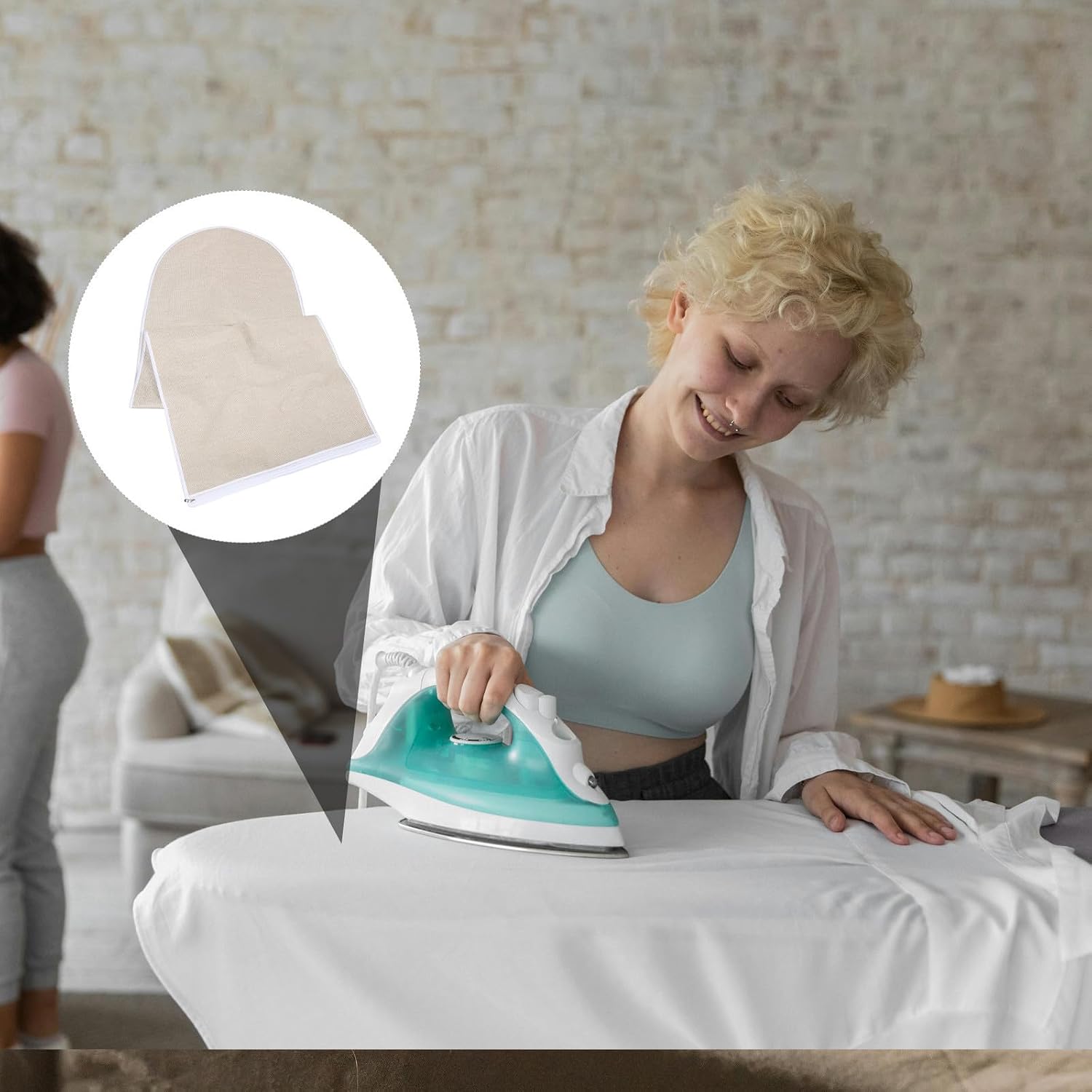 DOITOOL Khaki Ironing Board Cover for Folding Boards with Washable Cloth Material and Foldable Design, Dust and Stain Resistant Storage Bag Suitable for Home and Hotel Use