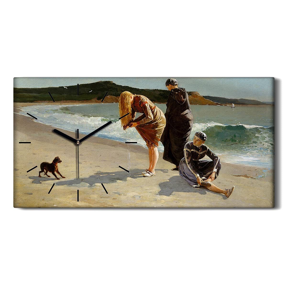 Horloge sur Toile Salon Tableau Mural Horloge Silencieuse Chambre 60x30cm