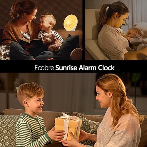Miniatura 8 de Reloj despertador con luz de amanecer para dormitorio, con altavoz Bluetooth estéreo de 5 W, simulación de amanecer, temporizador de sueño, alarma