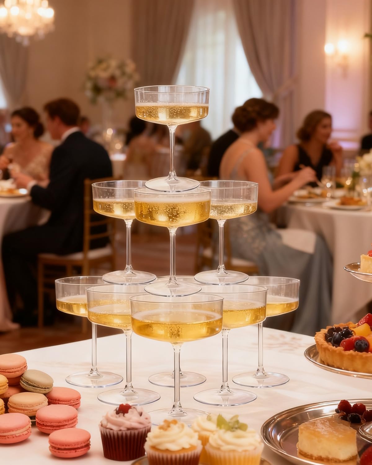 Ciaell 12PCS Clear Plastic Martini Glasses and 12PCS Red Plastic Martini Glasses