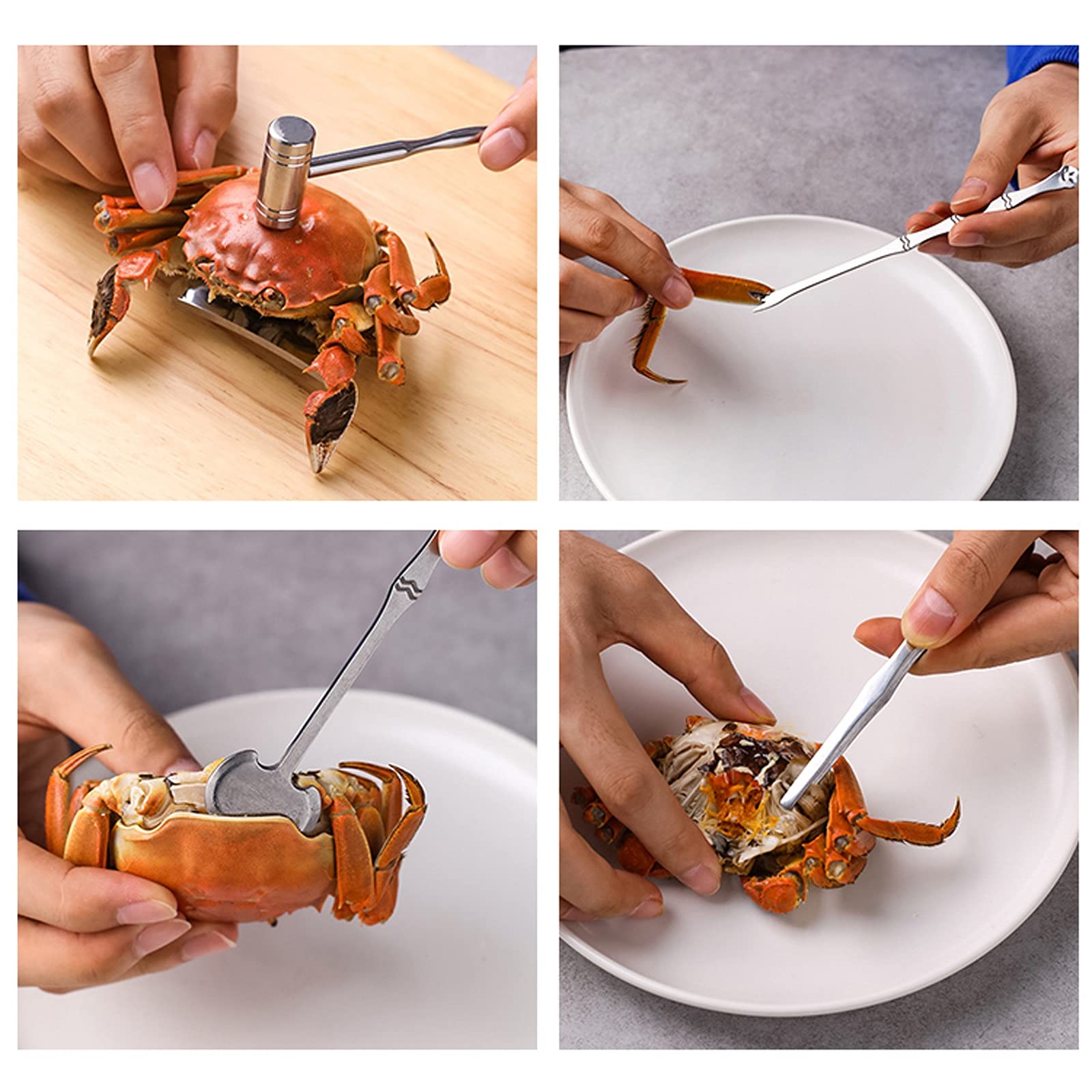 Juego de herramientas para mariscos 8 piezas Herramientas para mariscos Galletas de cangrejo Juego de tenedores para galletas de nueces Herramienta práctica para procesar mariscos para comer marisco