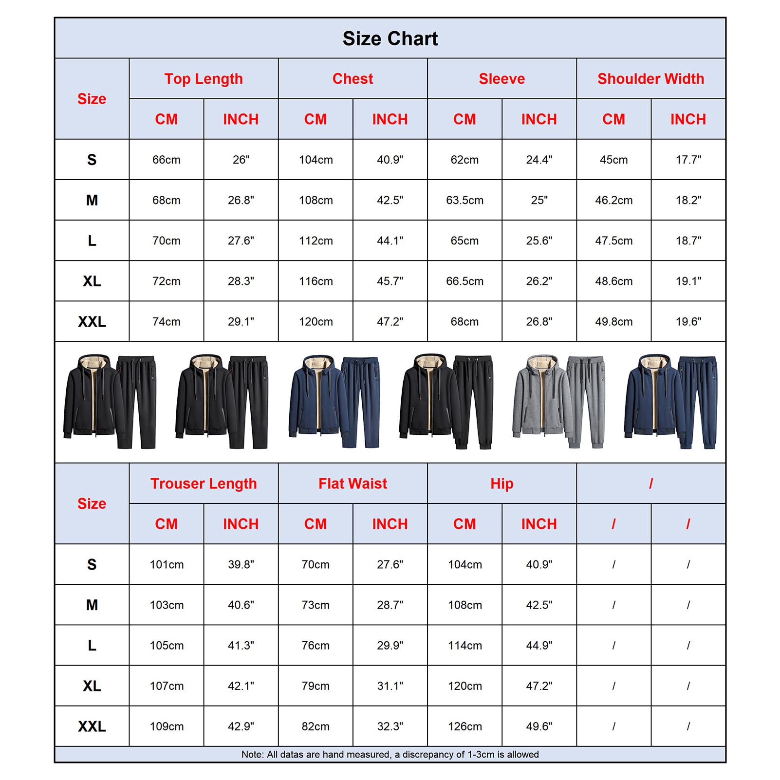 Uomo Inverno Tuta da Ginnastica in Cotone Foderata in Pile Giacca con Cappuccio e Pantaloni Sportivi con Tasche con Zip