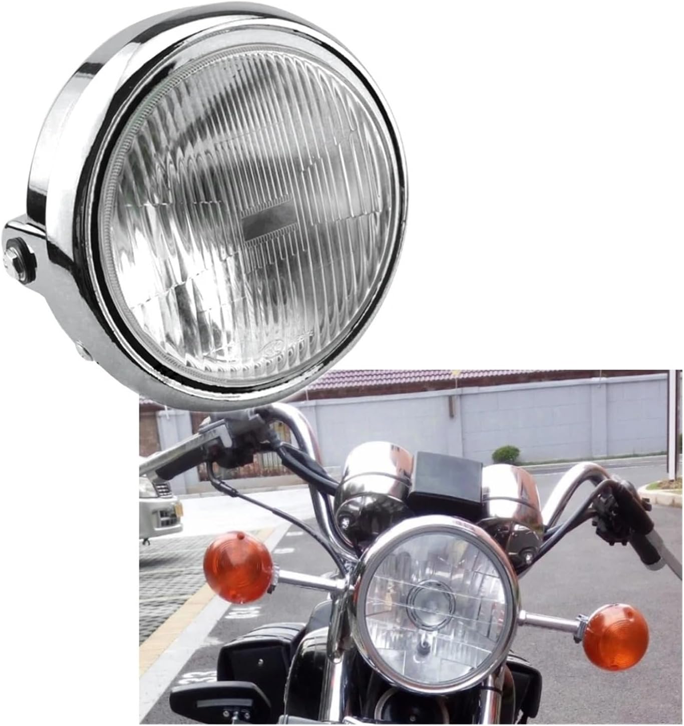CM125用 125cc用 オートバイ用 丸型クロームフロントヘッドライト 【組立】 ヘッドランプアセンブリ ヘッド