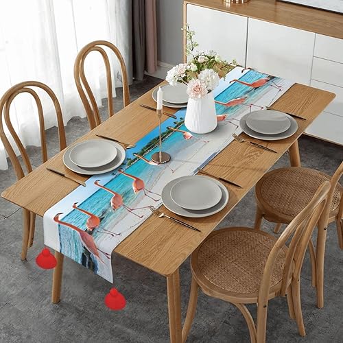 Pink Flamingo Christmas Table Runner Dining Table Decor Christmas Decorations Indoor Home Decor Christmas Table Runners Xmas Navidad Decoracion 2023