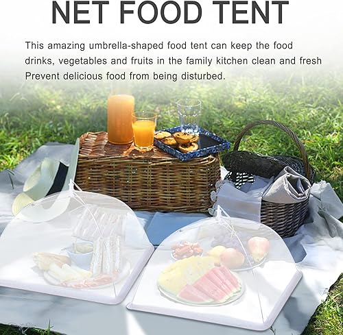 Miniatura 6 de JULBEAR 4 fundas de malla grandes y altas para alimentos, sombrilla para exteriores, de malla emergente, reutilizables, para fiestas, pícnics,