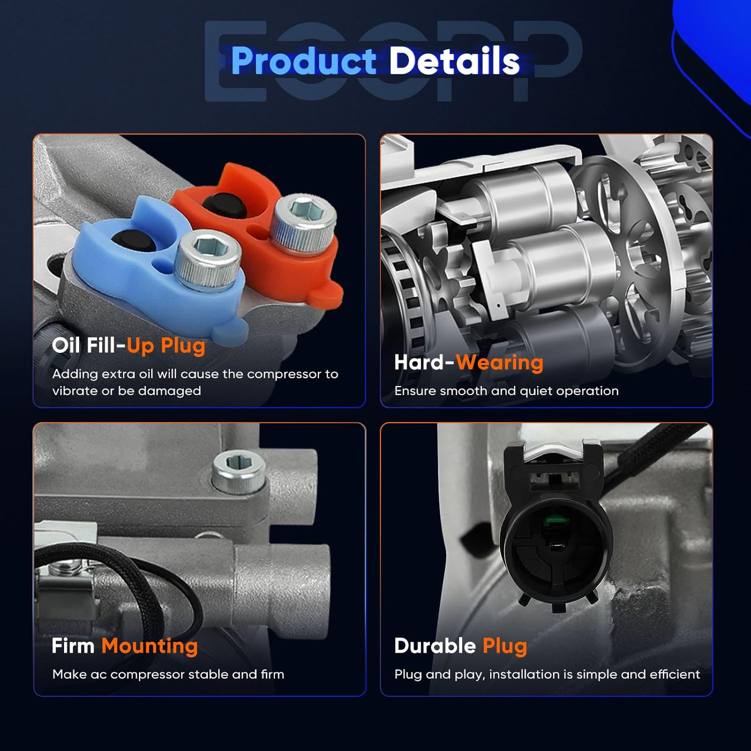 ECCPP A/C Compressor with Clutch 2001-2006 Fit for Hyundai Elantra 2.0L 2003-2008 Fit for Hyundai Tiburon 2.0L AC Compressor