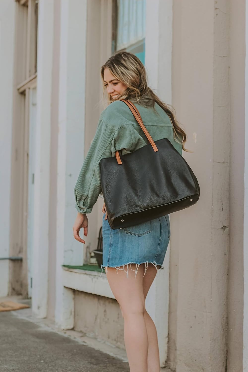 S-ZONE Women Soft Genuine Leather Handbag Large Capacity Shoulder Hobo Bag Fit for 13'' Laptop - Image 3