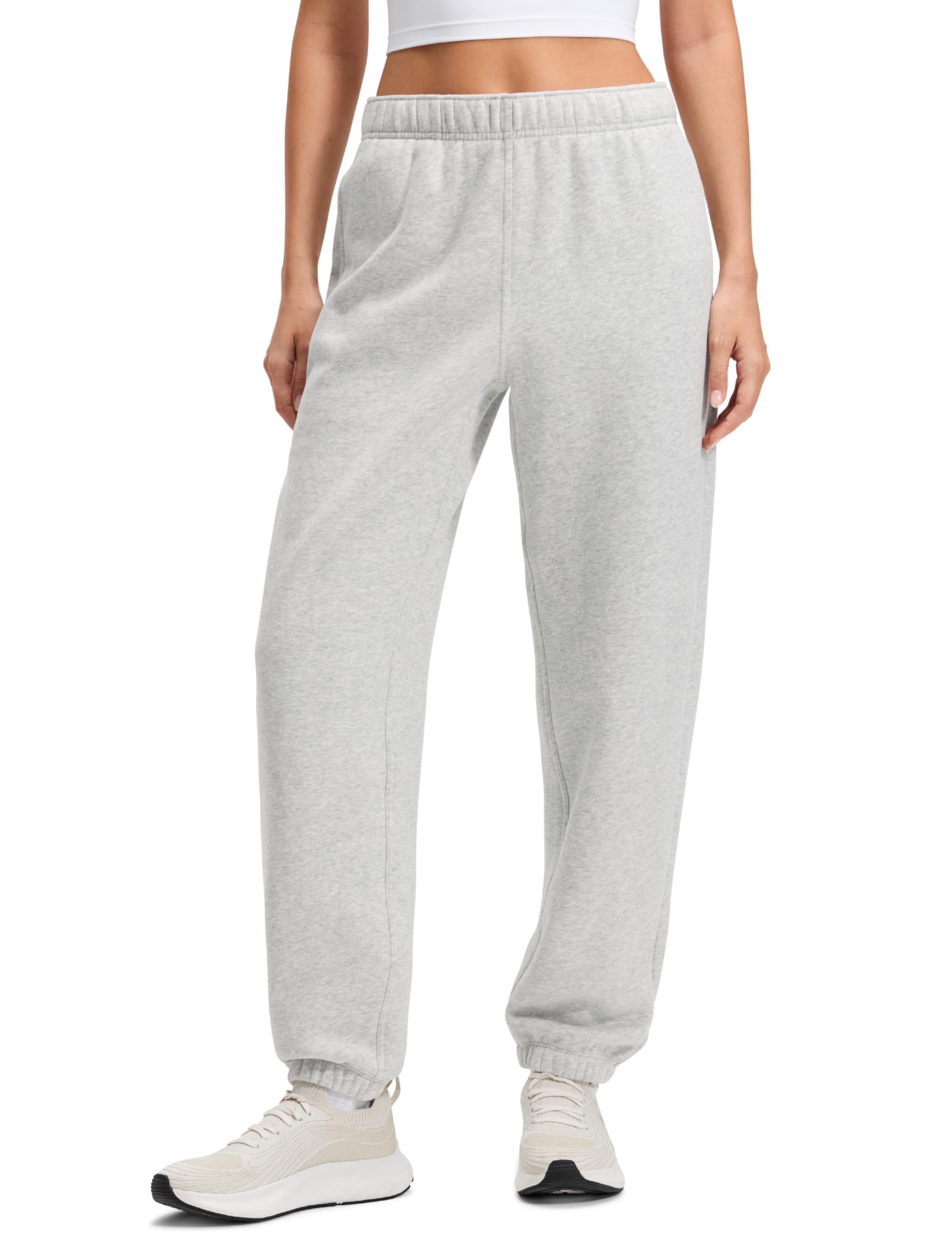 CRZ YOGA Fleecegefütterte Jogger Sweatpants 71cm | Mittelschwer, Lässig, Weich, Atmungsaktiv, Warm, Baumwolle, Taschen, für Damen