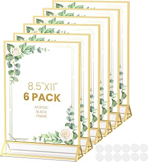 Acrylic Sign Holder 8.5X11 Double-Sided Gold Frames