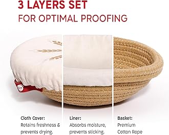 KneadAce Cotton Rope Proofing Baskets - Set of Two Round Bannetones