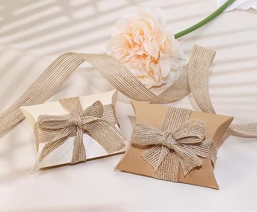 Vista 17 de Shapenty Cinta de tela de arpillera natural para bodas, fiestas, decoración del hogar, manualidades, adornos de Navidad, lazos para envolver