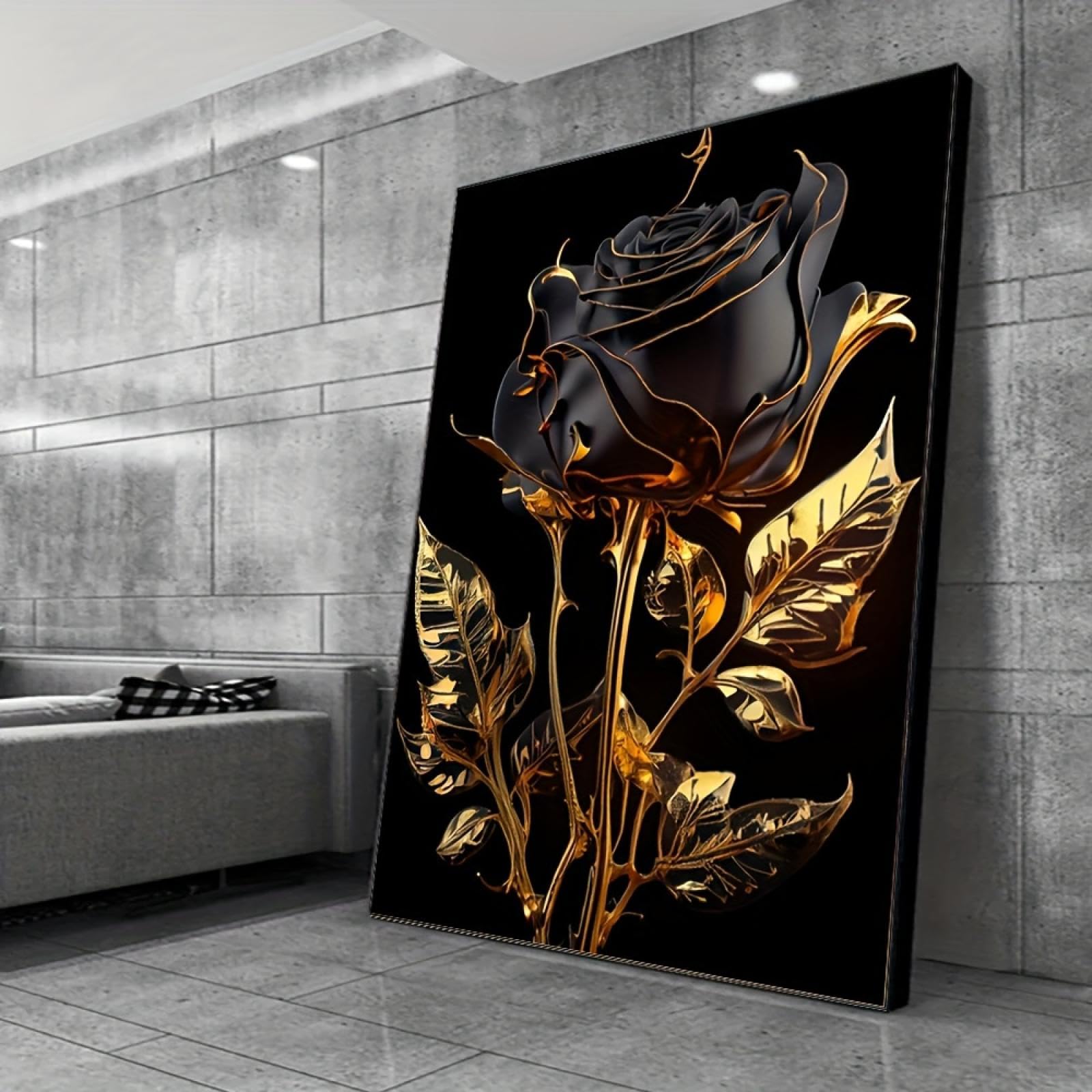 Impression sur toile rose noire dorée tableau déco murale abstraite - 8
