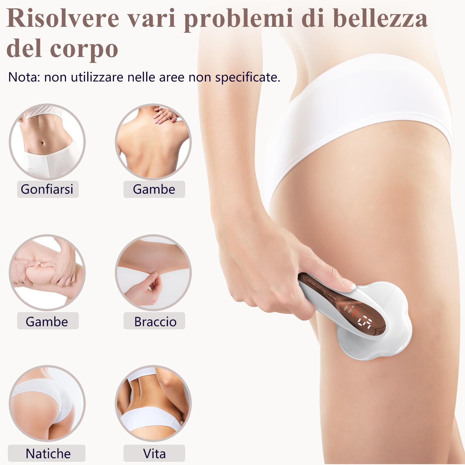 Robofun Massaggiatore Anticellulite Professionale, 3 in 1 Massaggiatore Anticellulite Elettrico con 15 Livelli & 3 Modalità e Riscaldamento di Lavoro Unisex per Vita, Braccia, Vita, Glutei
