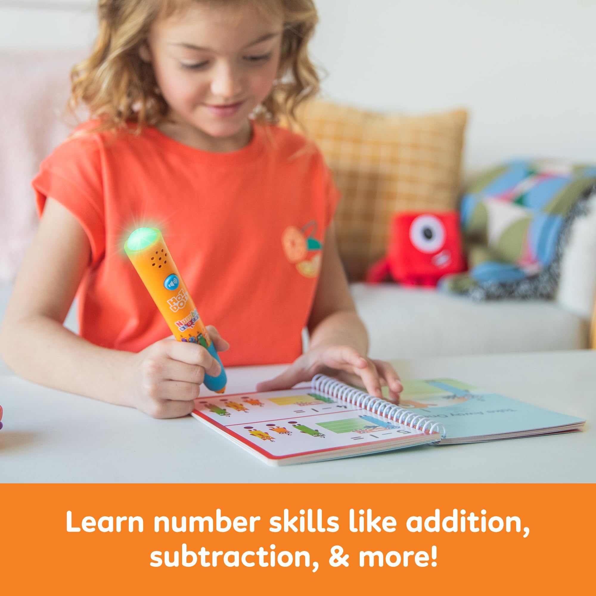 Learning Resources Książka z Zadaniami i Pisak Interaktywny Hot Dots® Numberblocks 1–10, Ponad 75 zadań w zestawie, Numberblocks na prezent, Od 4 lat