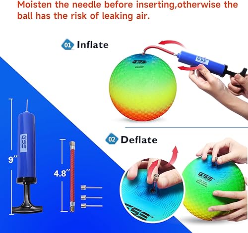 Miniatura 4 de GSE Games & Sports Expert Pelotas inflables para parque infantil, kickball, pelota de Dodge con rebote, balonmano. Ideal para 4 juegos de pelota
