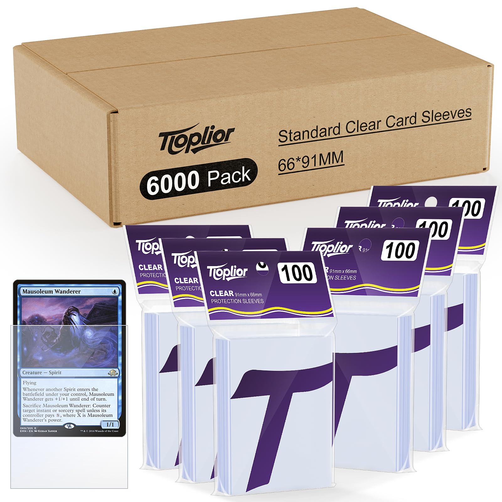 Tioplior 6000 Counts Card Sleeves,Soft Penny Sleeves for Trading Cards,Clear Plastic Card Protectors Fit for MTG,TCG,Baseball,Football,Sports,Game Cards