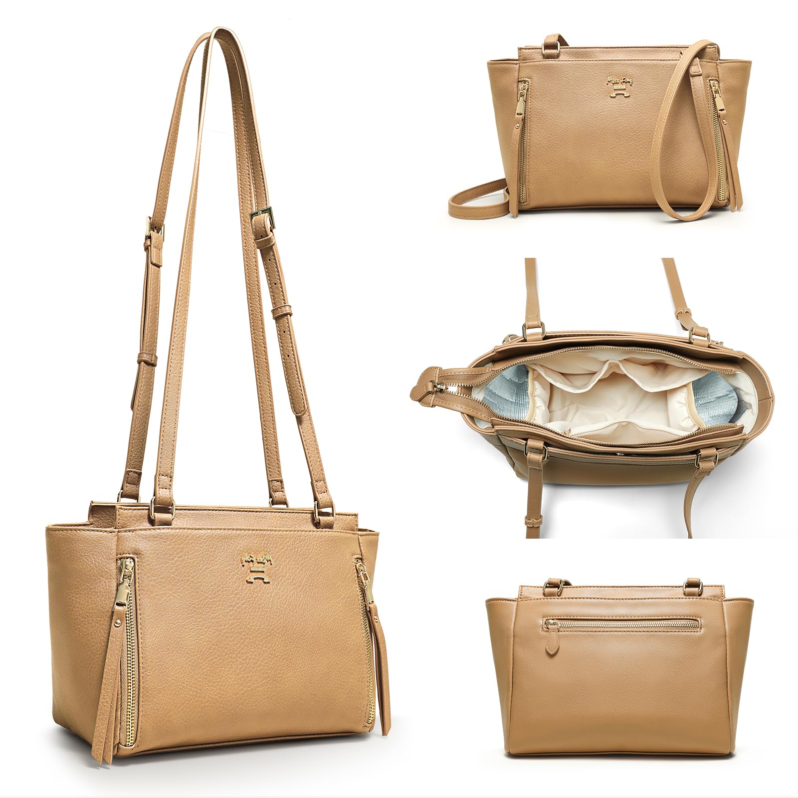 miss fong Small Diaper Bag, Crossbody Diaper Bags, Diaper Bag Purse, Diaper Clutch with 7 Pockets 2 Insulated Pockets and Adjustable Shoulder Strap(