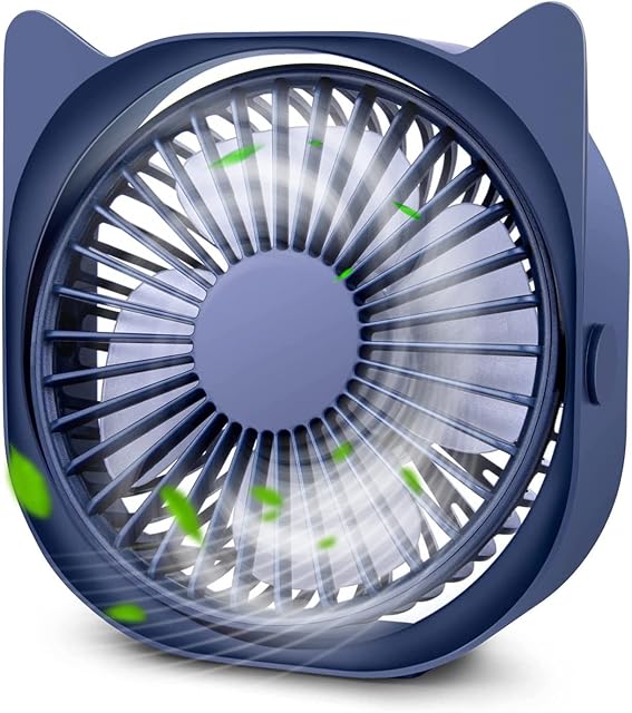 USB Fan Small Mini Desk Fan Table Fan By USB Powered, 4 Inch Portable Silent Desktop Fan, 3 Speeds Personal Fan, 360°Rotatable Strong Airflow Cooling Fan for Home Bedroom Office Library Outdoor Travel