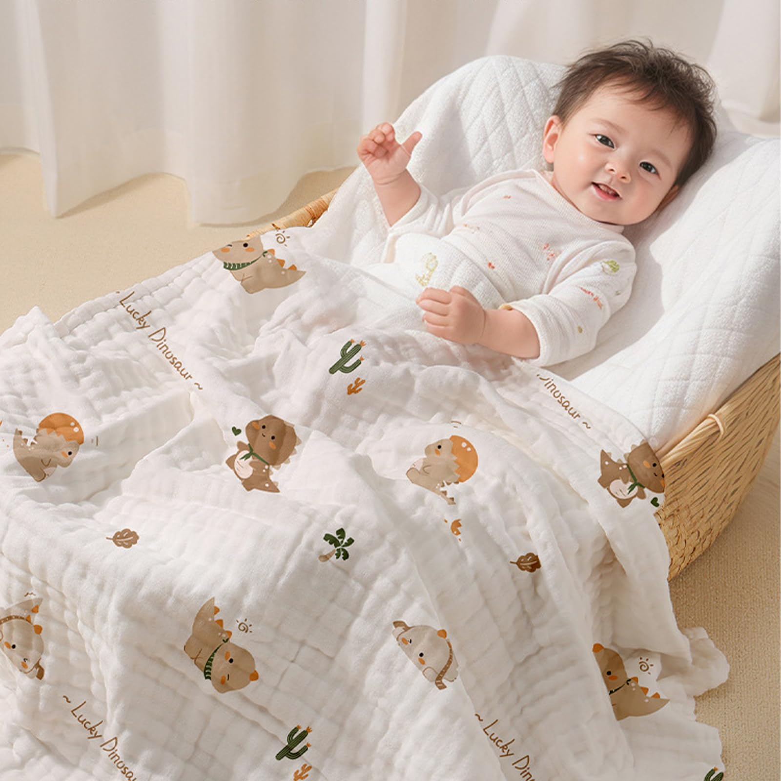 Liemuao Lange Bebe 90 x 90 cm, Set di 3 pezzi in mussola di cotone biologico, 6 strati extra morbidi assorbenti traspiranti per pulizia e protezione per neonati pelle sensibile, asciugamano da bagno