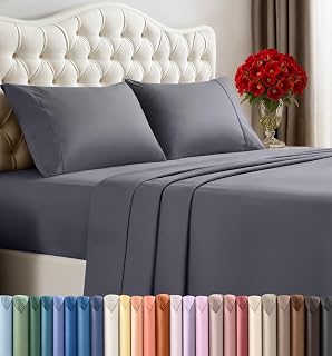 Utopia Bedding Queen Sheet Set – 4 Piece Bed Sheets for Queen Size Bed, Soft and Breathable Microfiber, Includes 1 Fitted Sheet, 1 Flat Sheet and 2 Pillowcases (Grey)