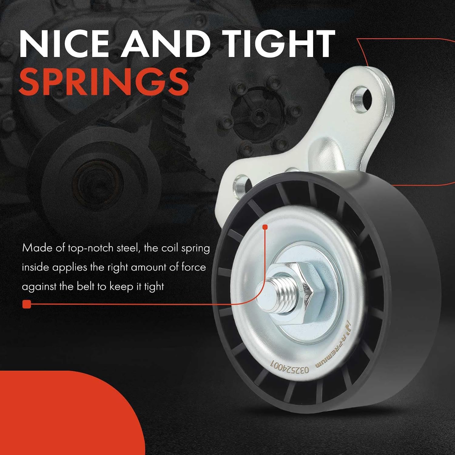 A-Premium Belt Tensioner Assembly with Pulley Compatible with Volkswagen Jetta 2005-2010, Golf 2010-2014, Rabbit 2006-2009 & Audi TT RS Quattro 2012-2013, 2.5L