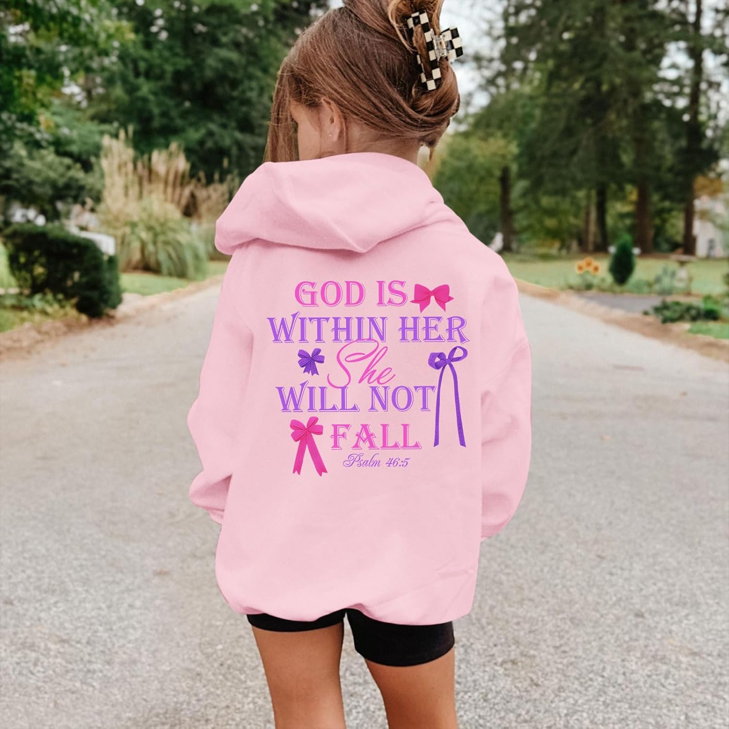 Girl's Christian Graphic Hoodie God is Within Her Hoodies for Kids Jesus Faith Religious Sweatshirts Pullover Tops - Image 4