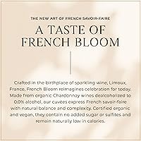 Vista 7 de French Bloom Le Rosé, Vino espumoso 0.0% sin alcohol, 25.4 fl oz, certificado orgánico, vegano, bajo en calorías, apto para embarazo, sin sulfitos