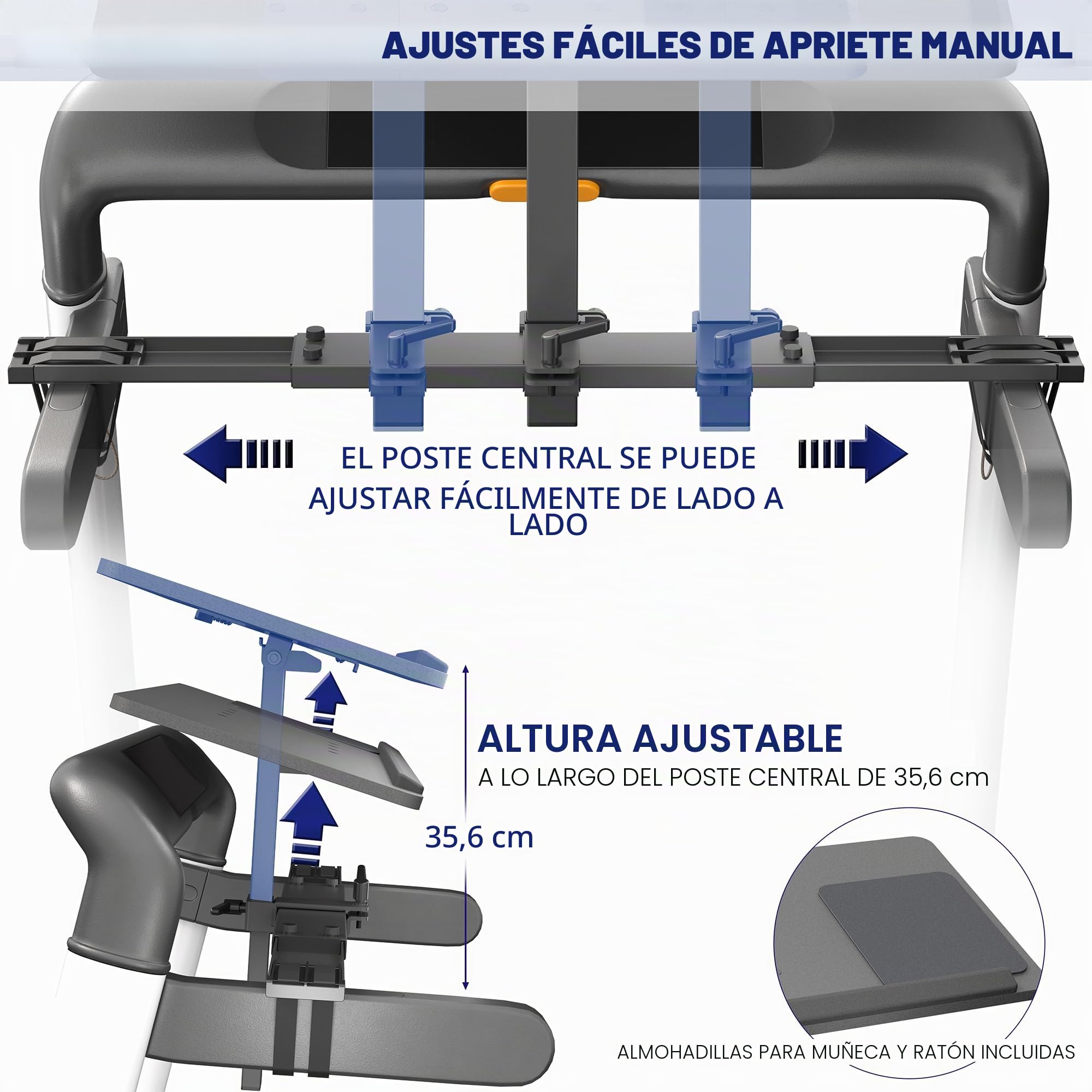 VIVO Escritorio Universal de Madera para portátil, Soporte ergonómico Ajustable para Cintas de Correr, Incluye Alfombrilla de Mouse y Soporte para muñeca, Soporte-tdml4