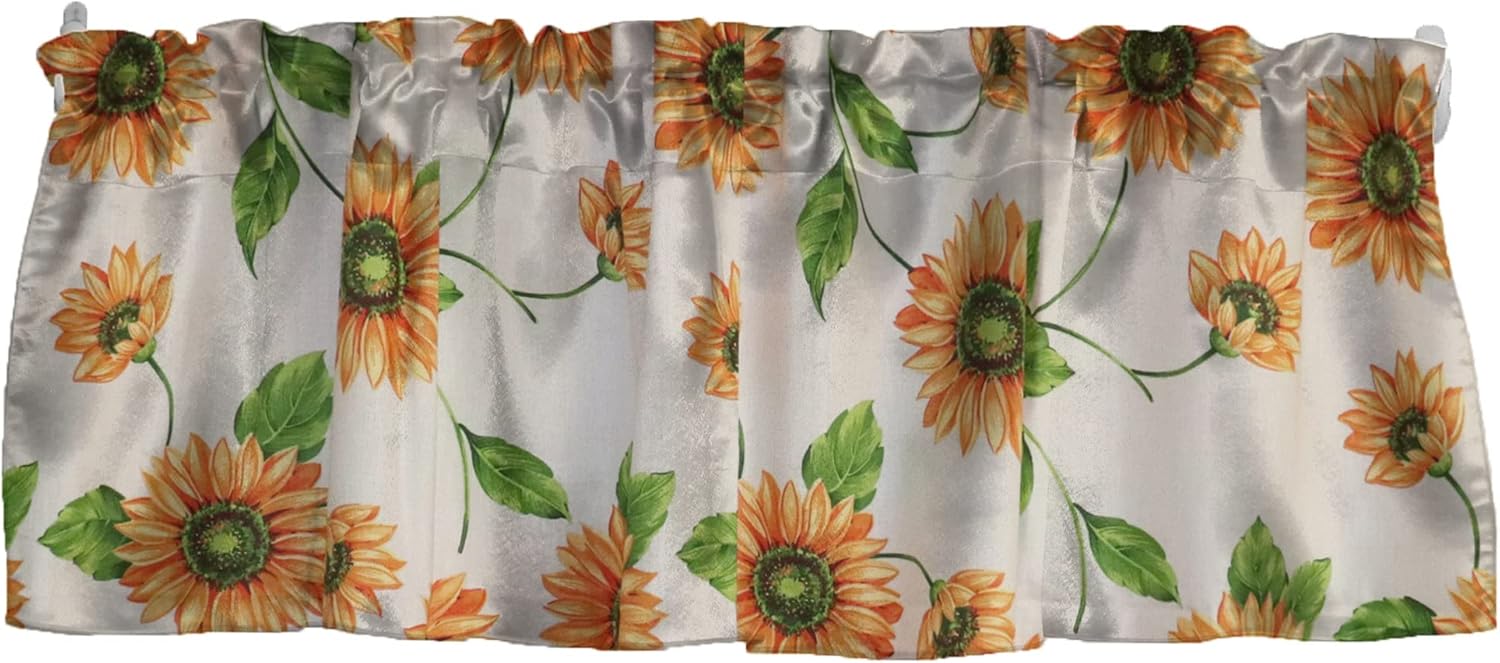 Zen Creative Designs Sunflowers on White Cotton Window Valance Home Décor Kids Bedroom Nursery Kitchen Window (24" Tall, Sunflowers on White)