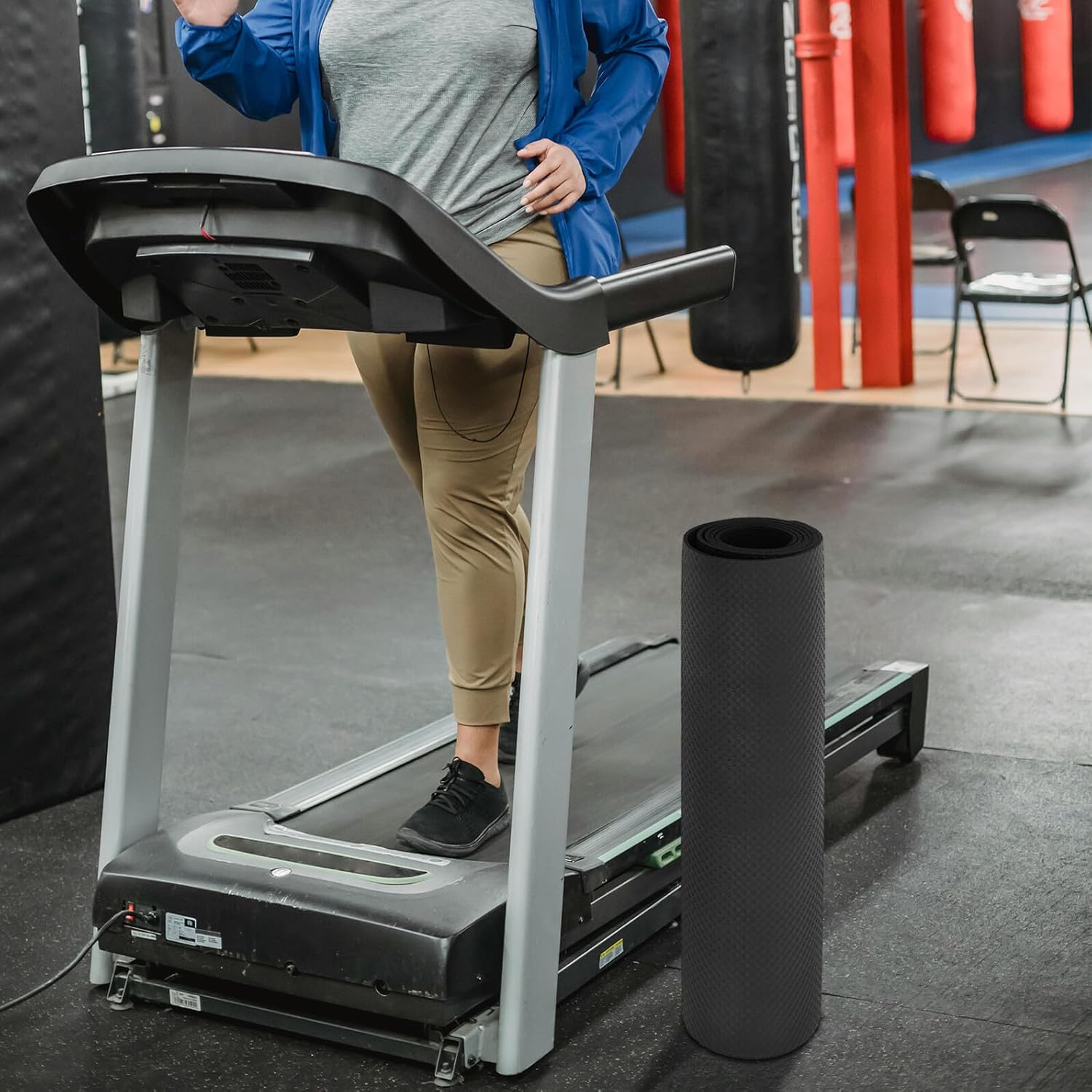 Treadmill Mat Floor Protector Anti-Fatigue Exercise Equipment Mat 1800x600x4mm High Rebound for Home Gym and Workout on Carpet Or Hardwood Floors