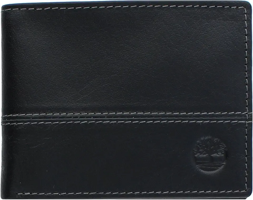 Carteira masculina híbrida de couro com três dobras