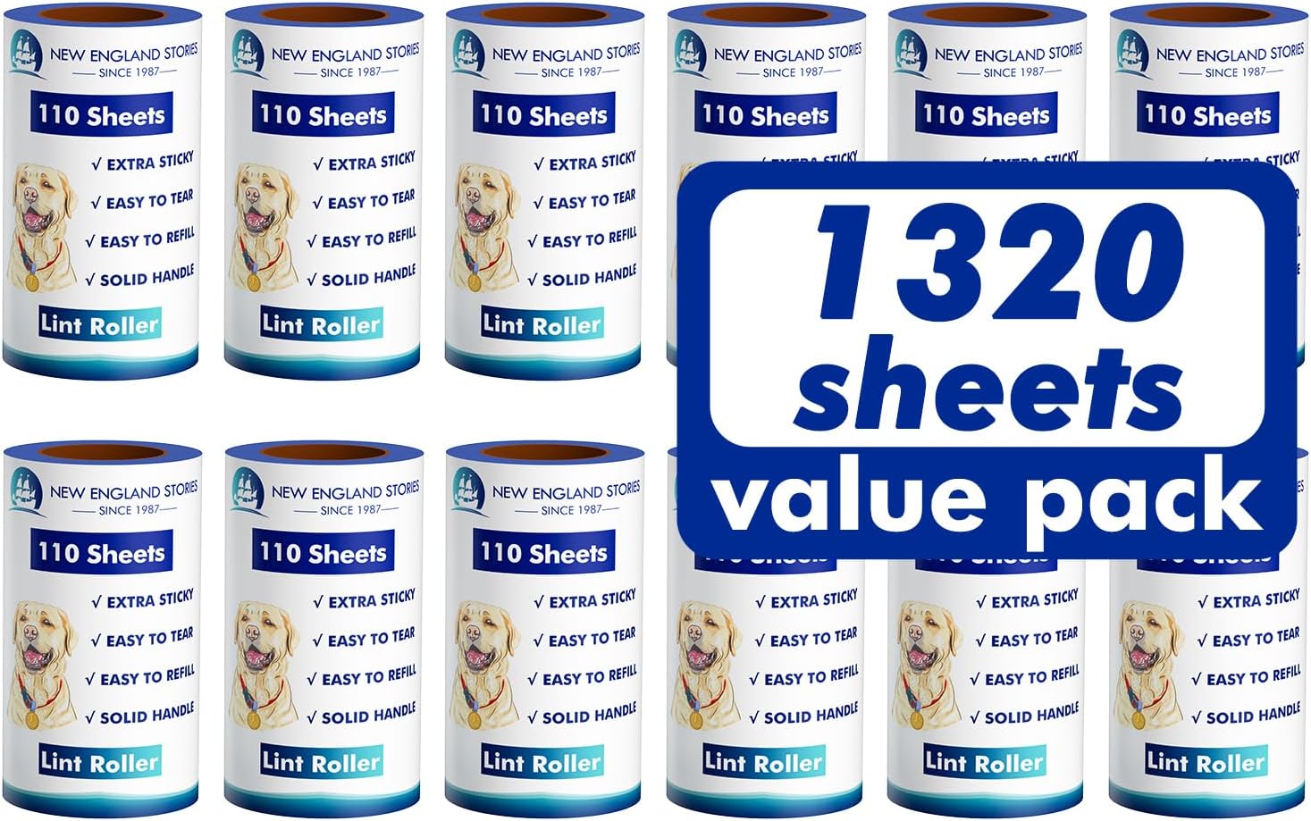 1200 Sheets Lint Roller with 6 Upgraded Handles (6 Rollers + 6 Refill), Mage Value Set Sticky Lint Rollers for Pet Hair, Portable Pet Hair Remover for Clothes, Furniture, Carpet, Dog and Cat