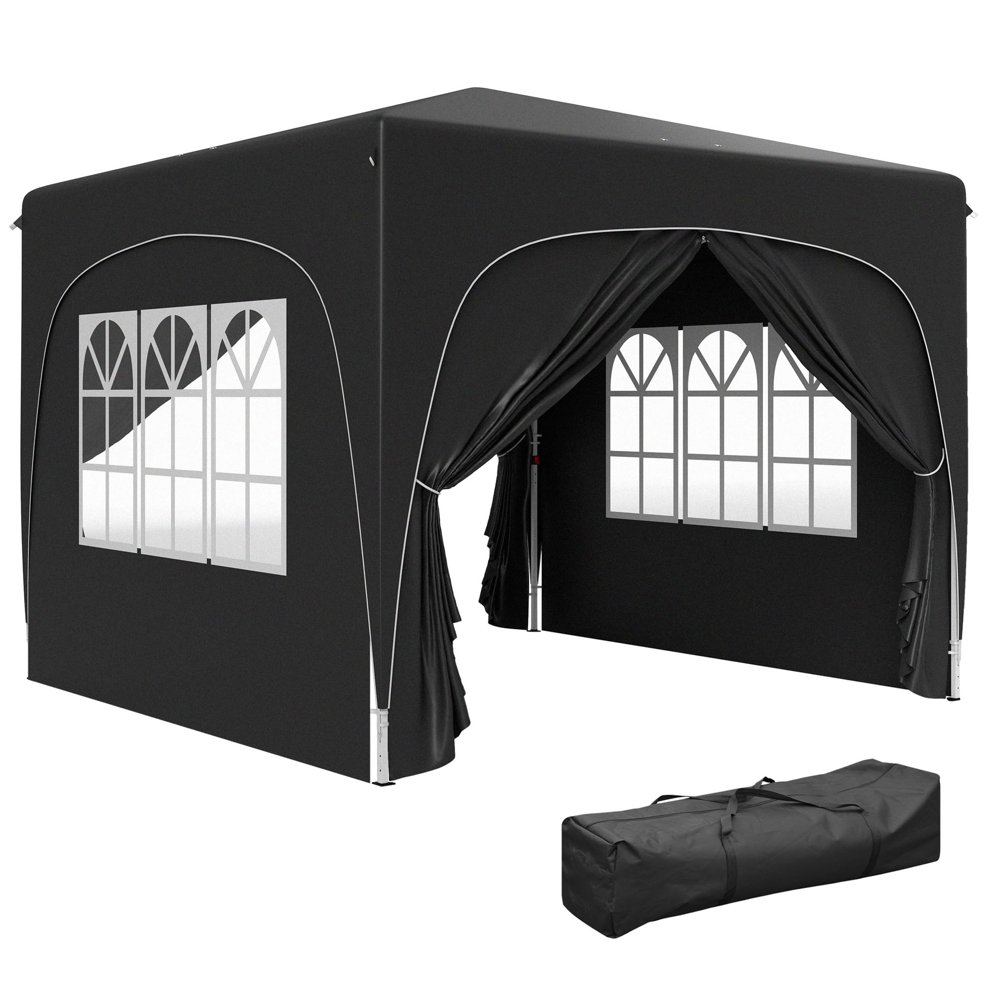 Outsunny 3 X 3(m) UPF50+ Pop Up Gazebo With Sides And Carry Bag - Black  | TJ Hughes Light Grey