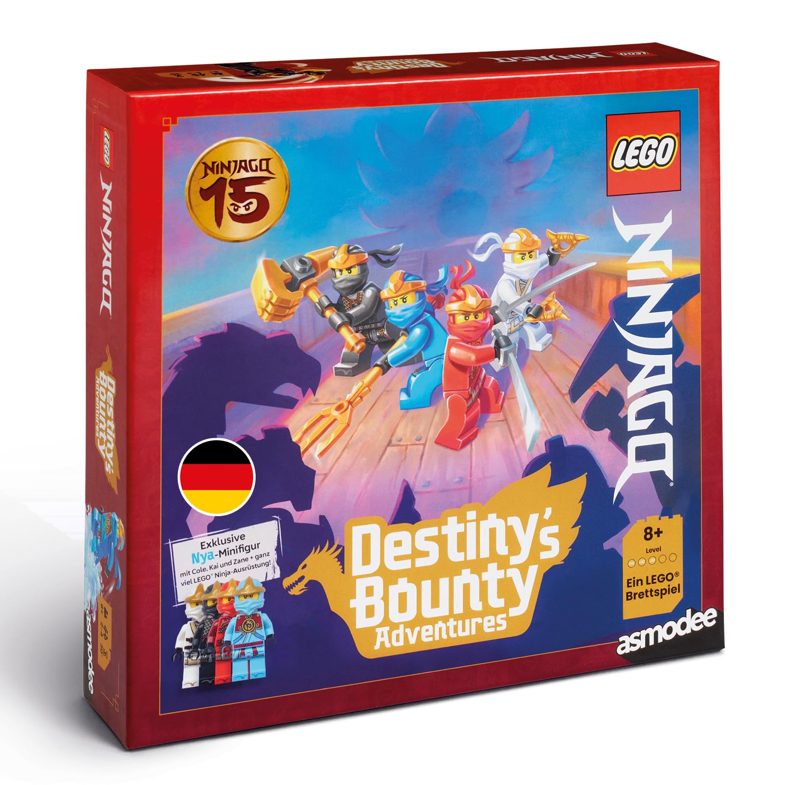 Asmodee LEGO® Ninjago: Destiny's Bounty Adventures! Oficjalna gra planszowa LEGO Ninjago, kooperacyjna gra przygodowa dla całej rodziny, 30 minut, dla 2-4 graczy, od 8 lat, niemiecki