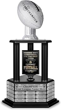 TrophySmack Perpetual Fantasy Football Trophy - Champion Plaque Black Silver