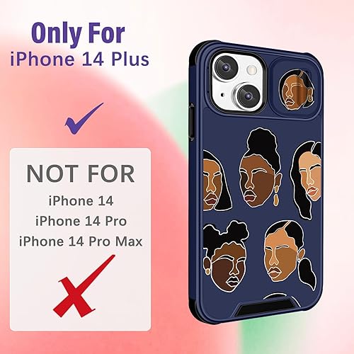 Miniatura 2 de Funermei Funda para iPhone 14 Plus (2 en 1 para iPhone 14 Plus para mujer, linda funda para niñas negras, estética, arte de moda kawaii, diseño