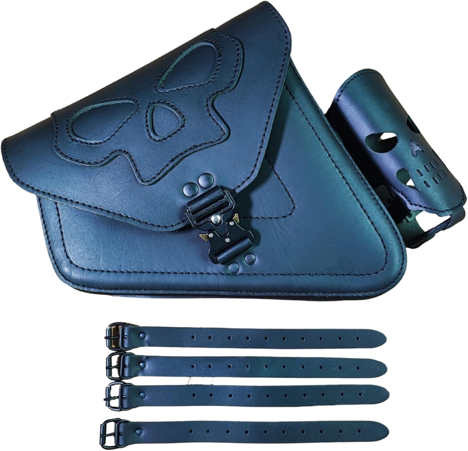 Skull Blackline left Swing Bag compatible with Harley Davidson Sportster from 2004 to today 883 / 1200, Super Low, Roadster, Iron, Forty-Eight (48), Seventy-Two, Custom and XL, Side bag, Swingarm Bag