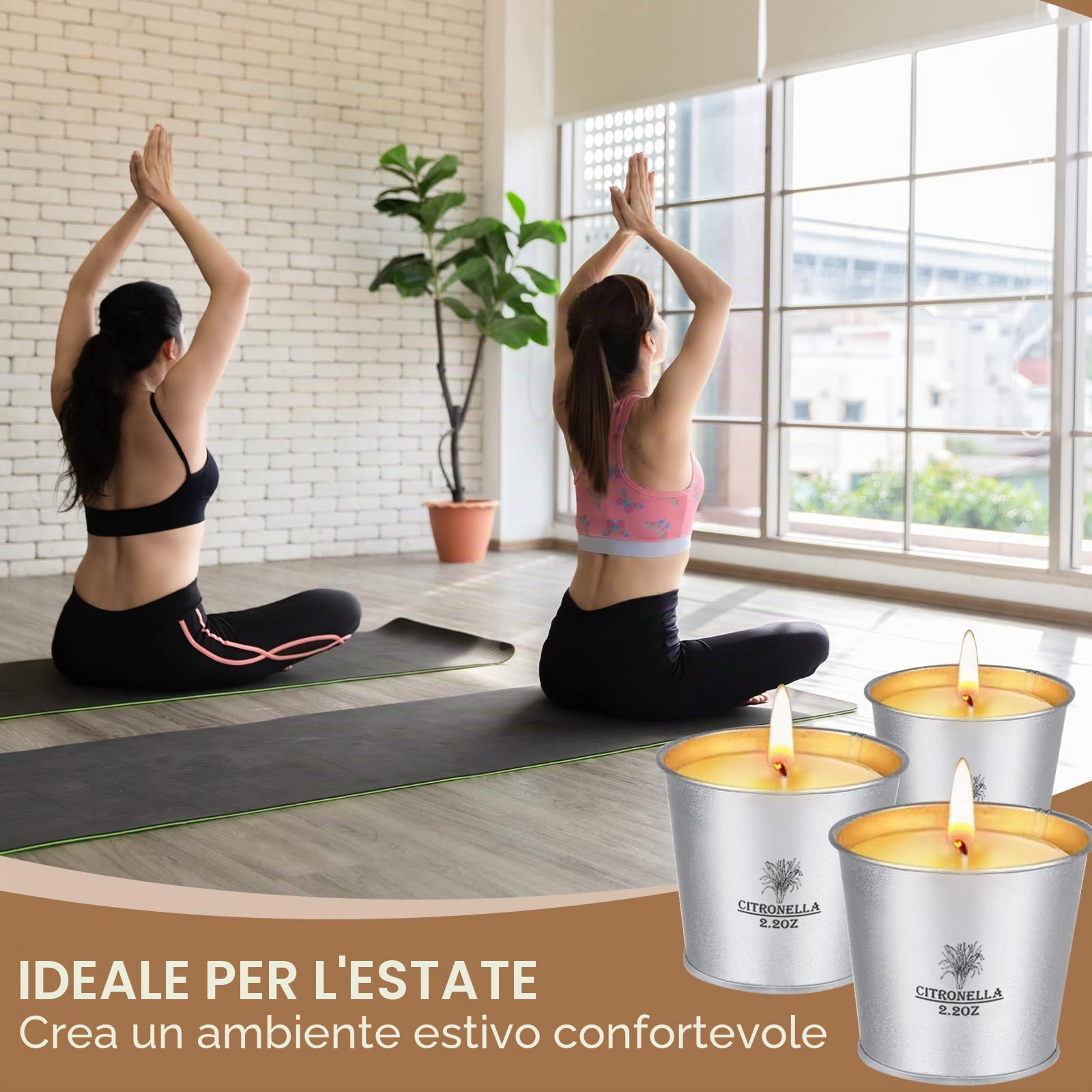 Candele Citronella Esterno Set 12x2.2oz Cera di Soia Naturale Oli di Citronella 120-180 Ore