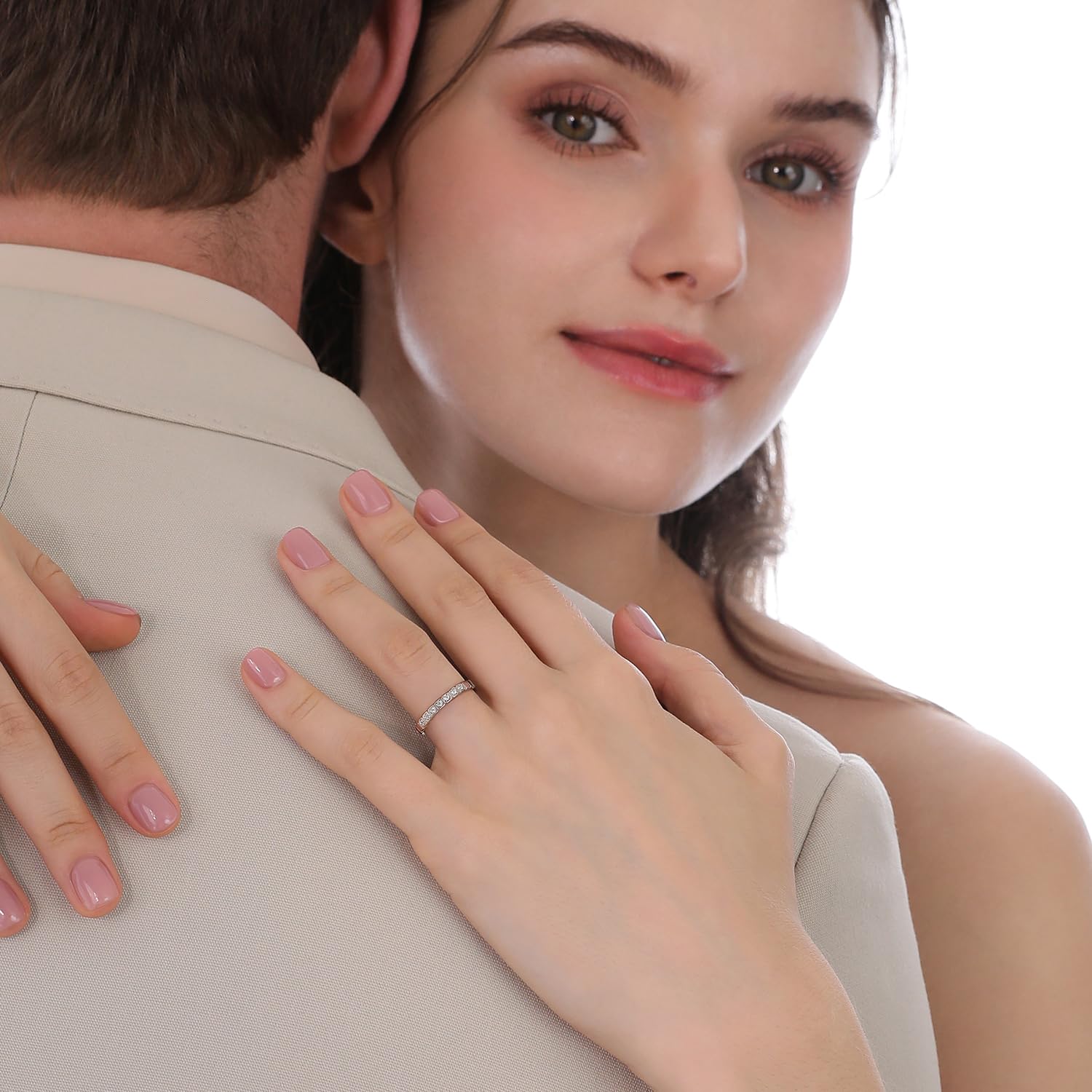 Meissa Alianzas Pareja de Anillos de Compromiso Ajustables, Alianzas Lisas para Enamorados Regalo Romántico Ideal para Mujer Perfecto para Compromiso Navidad y Aniversario, Juego de Dos Anillos