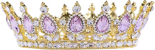 Miniatura 3 de Pensoda Decoración de pastel con diamantes de imitación decoración de pastel de fiesta de princesa y príncipe dorado-rojo