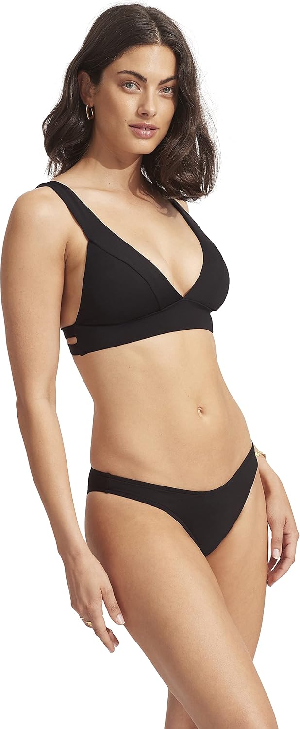 Seafolly Women's Banded Longline Triangle Bikini Top Swimsuit : Clothing, Shoes & Jewelry