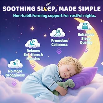 Kids Sleep Gummies, NO Melatonin Sleep Aid Gummies w/Magnesium Glycinate, Magnesium Malate, L-Theanine, Lavender, B6, Zinc, D3K2 for Restful Sleep, Relax Brain & Muscle, Immune Support, Non-GMO 2Pack