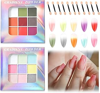 18-Color Glitter Nail Pigment Powder Palette - 2 Boxes Solid Pigment with Nail Sponges for Nail Art & Manicure DIY - Vibrant Nail Pigments Set for Stunning Nail Designs