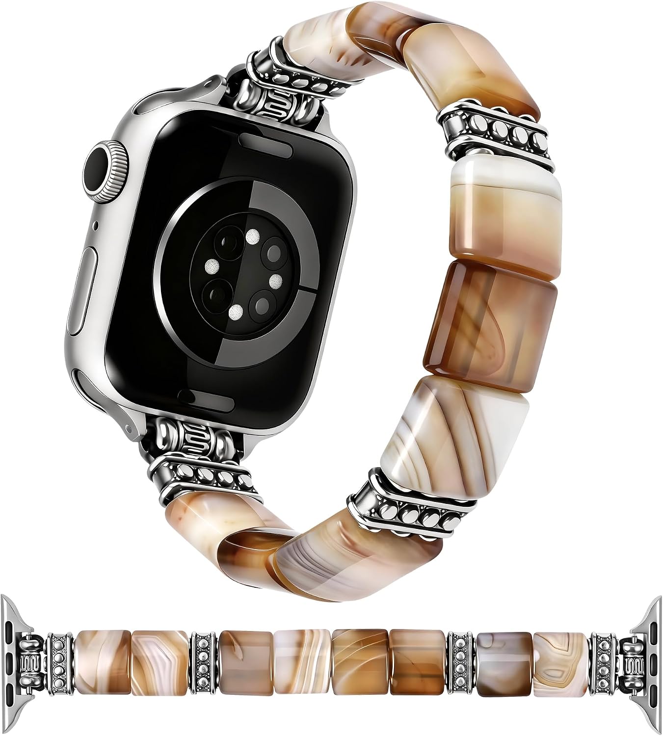 Wearlizer Beaded Agate Band Compatible with Apple Watch Women
