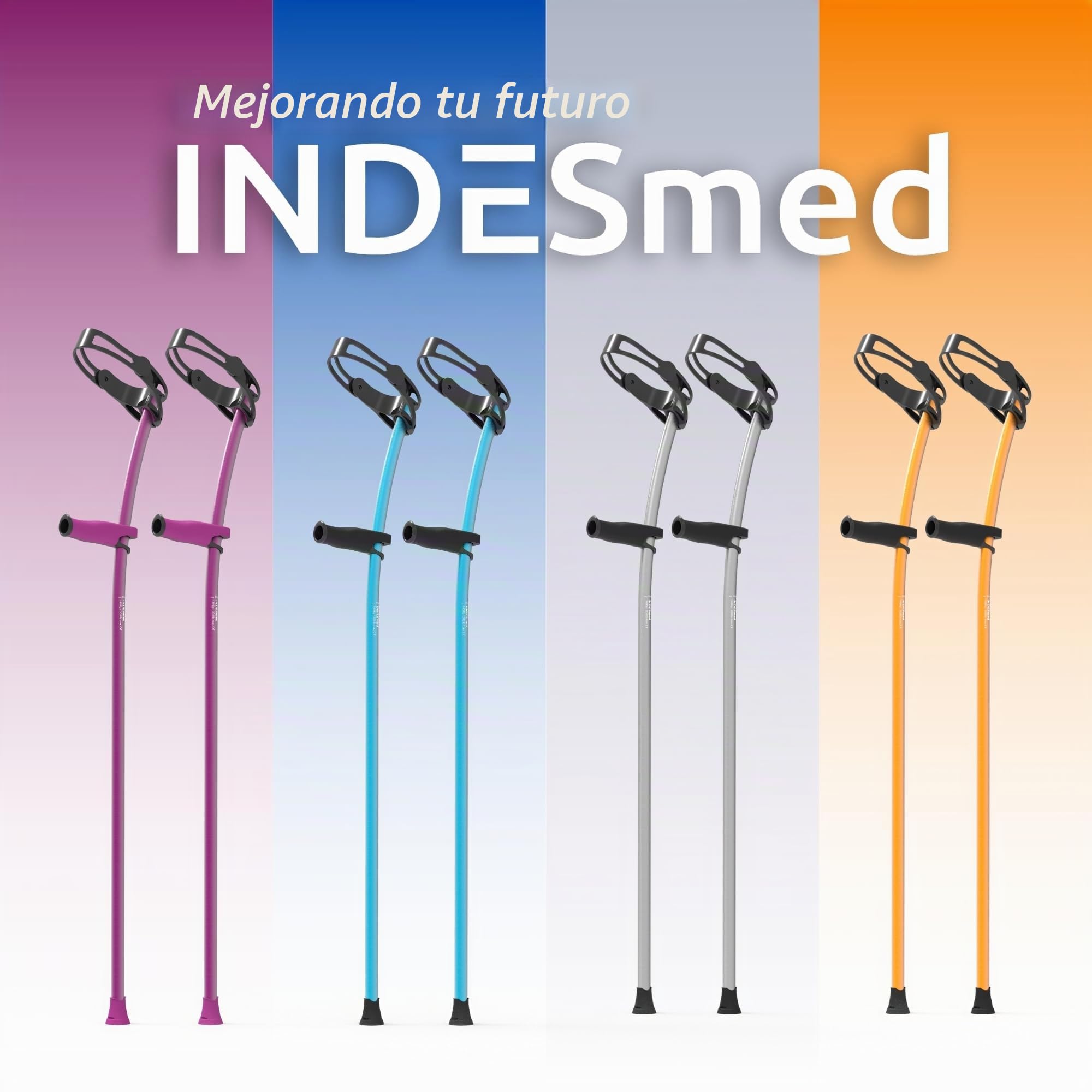 Muletas INDESmed 100% Aluminio Aeroespacial (Gris, S (155-165cm))