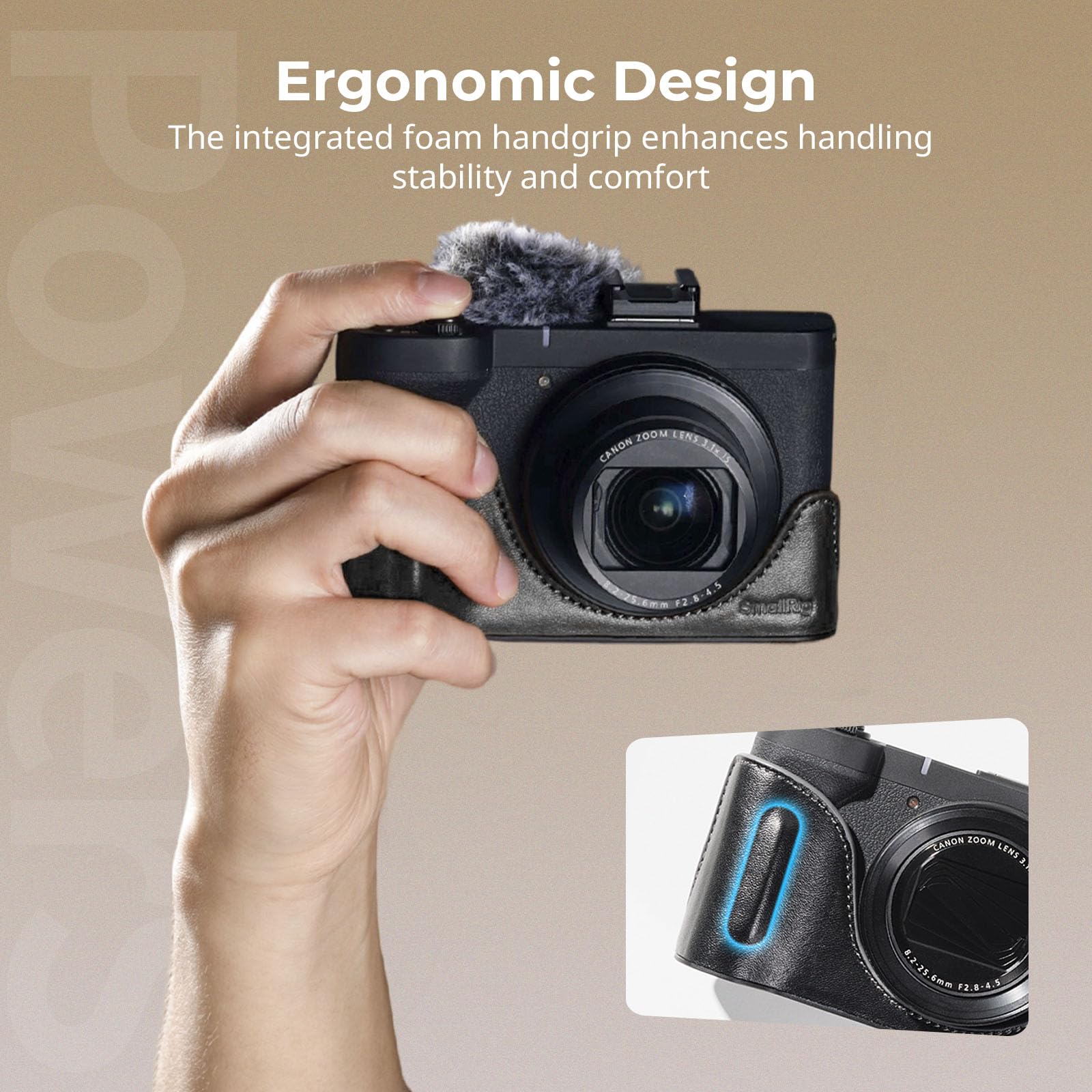SMALLRIG Étui Cuir pour Canon PowerShot V1-5386