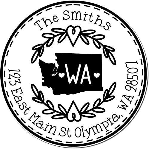 Miniatura 293 de Round State Love - Sello de dirección de devolución para Texas, uso con almohadilla de sello, mango de madera, sello de dirección de Texas