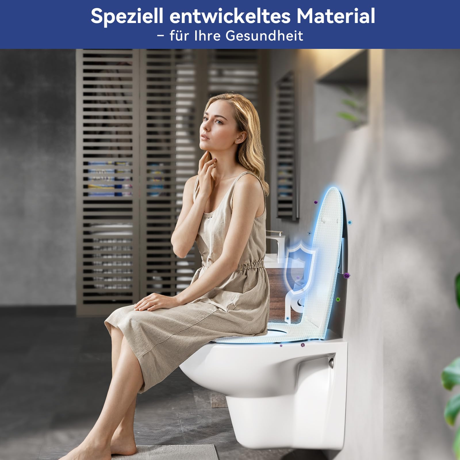 CECIPA Tapa WC Universal, Asiento Inodoro Blanco Ovalado con Cierre Suave, Tapa de Vater de Duroplast, Tapadera WC para Familia y Baño, Tapa Inodoro Montaje Fácil y Resistente - Serie DERW